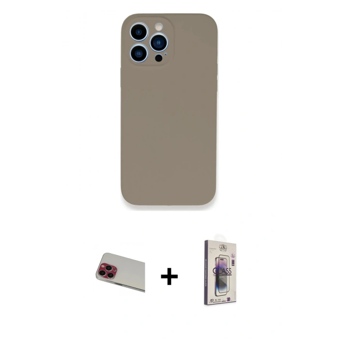 MARSİLYAN™- iPhone 13 Pro Max Kılıf Zirve Modern Özel Seri - Siyah Bilvis 3D Cam Ekran Koruyucu + Rainbow Kamera Lens Koruma Cam - KI
