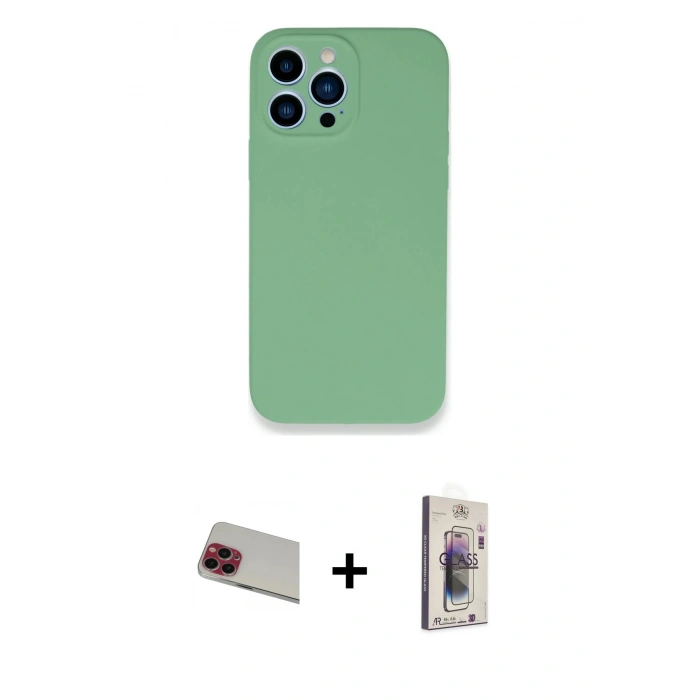 MARSİLYAN™- iPhone 13 Pro Max Kılıf Zirve Modern Özel Seri - Siyah Bilvis 3D Cam Ekran Koruyucu + Rainbow Kamera Lens Koruma Cam - KI