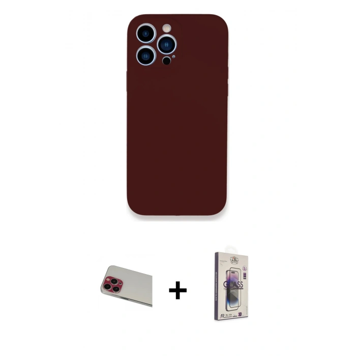 MARSİLYAN™- iPhone 13 Pro Max Kılıf Zirve Modern Özel Seri - Siyah Bilvis 3D Cam Ekran Koruyucu + Rainbow Kamera Lens Koruma Cam - KI