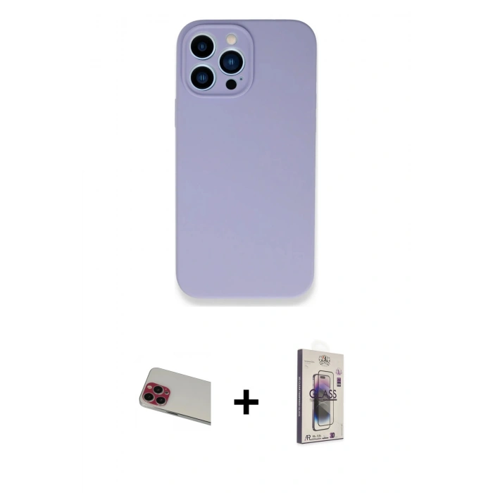 MARSİLYAN™- iPhone 13 Pro Max Kılıf Zirve Modern Özel Seri - Siyah Bilvis 3D Cam Ekran Koruyucu + Rainbow Kamera Lens Koruma Cam - KI