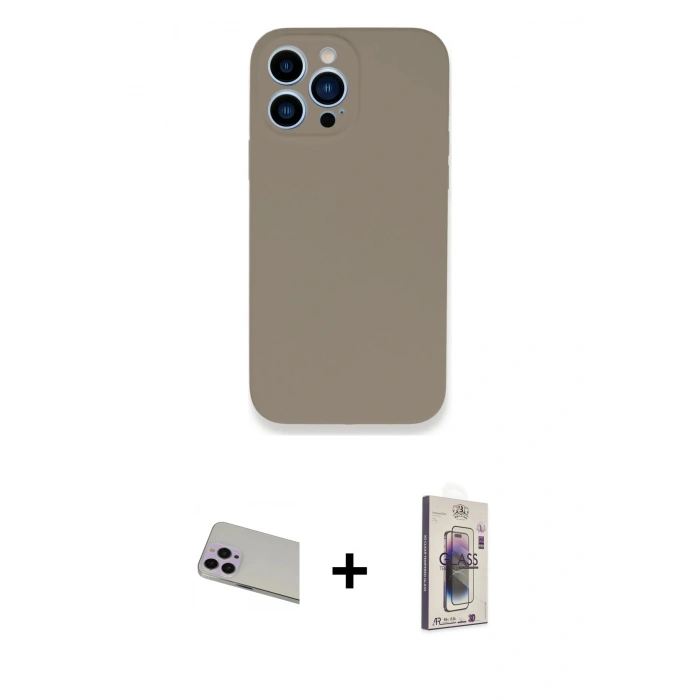MARSİLYAN™- iPhone 13 Pro Max Kılıf Zirve Modern Özel Seri - Siyah Bilvis 3D Cam Ekran Koruyucu + Rainbow Kamera Lens Koruma Cam - MR
