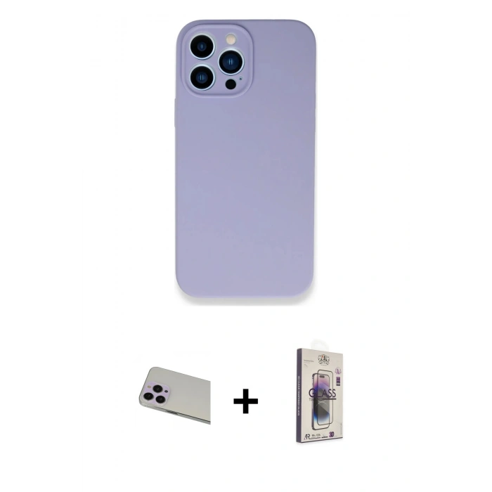 MARSİLYAN™- iPhone 13 Pro Max Kılıf Zirve Modern Özel Seri - Siyah Bilvis 3D Cam Ekran Koruyucu + Rainbow Kamera Lens Koruma Cam - MR