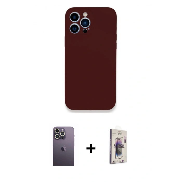 MARSİLYAN™- iPhone 13 Pro Max Kılıf Zirve Modern Özel Seri - Siyah Bilvis 3D Cam Ekran Koruyucu + Neon Fosforlu Kamera Lens - BZ