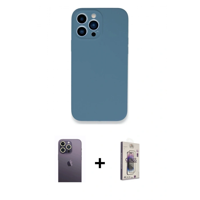 MARSİLYAN™- iPhone 13 Pro Max Kılıf Zirve Modern Özel Seri - Siyah Bilvis 3D Cam Ekran Koruyucu + Neon Fosforlu Kamera Lens - BZ