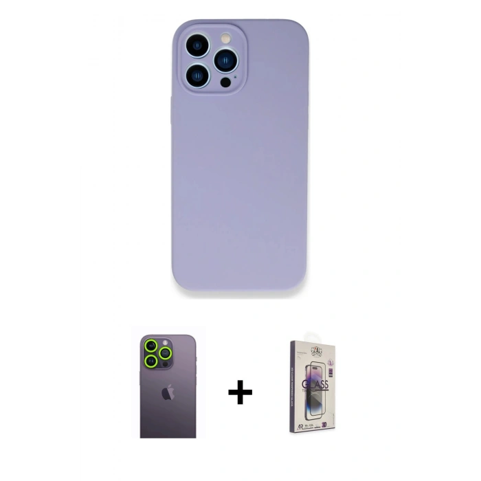MARSİLYAN™- iPhone 13 Pro Max Kılıf Zirve Modern Özel Seri - Siyah Bilvis 3D Cam Ekran Koruyucu + Neon Fosforlu Kamera Lens - YL