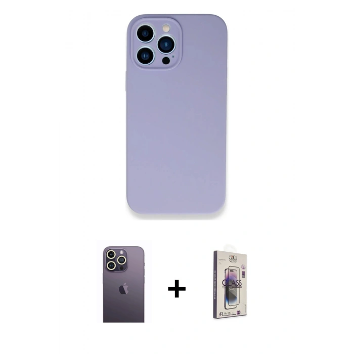 MARSİLYAN™- iPhone 13 Pro Max Kılıf Zirve Modern Özel Seri - Siyah Bilvis 3D Cam Ekran Koruyucu + Neon Fosforlu Kamera Lens - BZ