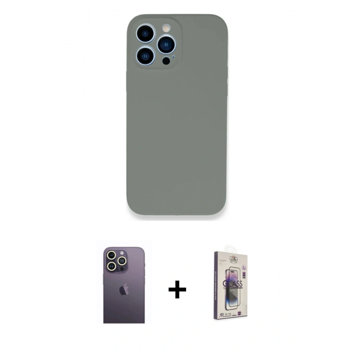 MARSİLYAN™- iPhone 13 Pro Max Kılıf Zirve Modern Özel Seri - Siyah Bilvis 3D Cam Ekran Koruyucu + Neon Fosforlu Kamera Lens - BZ