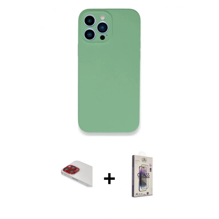 MARSİLYAN™- iPhone 13 Pro Max Kılıf Zirve Modern Özel Seri - Siyah Bilvis 3D Cam Ekran Koruyucu + Pers Alüminyum Kamera Lens - KI