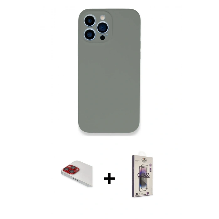 MARSİLYAN™- iPhone 13 Pro Max Kılıf Zirve Modern Özel Seri - Siyah Bilvis 3D Cam Ekran Koruyucu + Pers Alüminyum Kamera Lens - KI