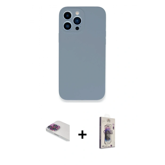 MARSİLYAN™- iPhone 13 Pro Max Kılıf Zirve Modern Özel Seri - Siyah Bilvis 3D Cam Ekran Koruyucu + Pers Alüminyum Kamera Lens - GI