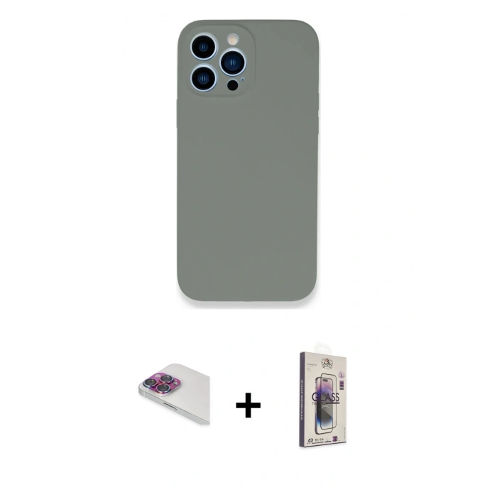 MARSİLYAN™- iPhone 13 Pro Max Kılıf Zirve Modern Özel Seri - Siyah Bilvis 3D Cam Ekran Koruyucu + Pers Alüminyum Kamera Lens - GI