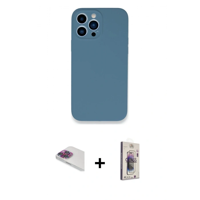 MARSİLYAN™- iPhone 13 Pro Max Kılıf Zirve Modern Özel Seri - Siyah Bilvis 3D Cam Ekran Koruyucu + Pers Alüminyum Kamera Lens - GI