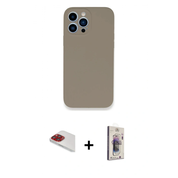 MARSİLYAN™- iPhone 13 Pro Max Kılıf Zirve Modern Özel Seri - Siyah Bilvis 3D Cam Ekran Koruyucu + Pers Alüminyum Kamera Lens - KI