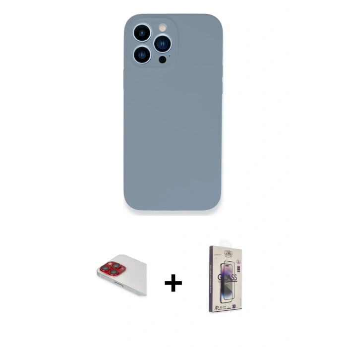 MARSİLYAN™- iPhone 13 Pro Max Kılıf Zirve Modern Özel Seri - Siyah Bilvis 3D Cam Ekran Koruyucu + Pers Alüminyum Kamera Lens - KI