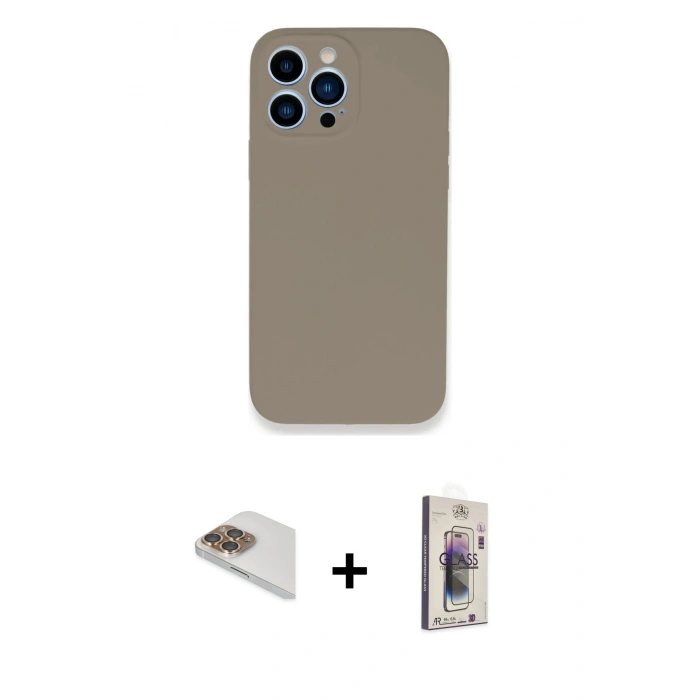 MARSİLYAN™- iPhone 13 Pro Max Kılıf Zirve Modern Özel Seri - Siyah Bilvis 3D Cam Ekran Koruyucu + Pers Alüminyum Kamera Lens - GD