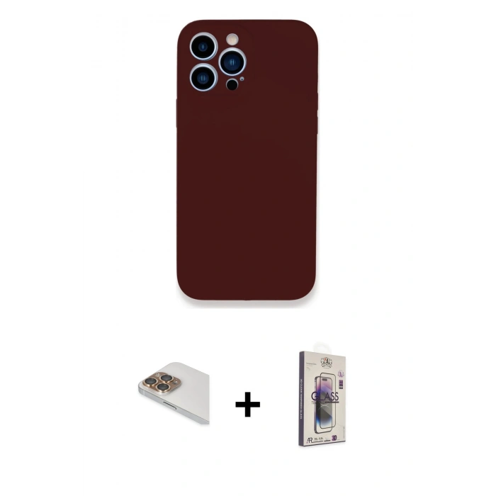 MARSİLYAN™- iPhone 13 Pro Max Kılıf Zirve Modern Özel Seri - Siyah Bilvis 3D Cam Ekran Koruyucu + Pers Alüminyum Kamera Lens - GD