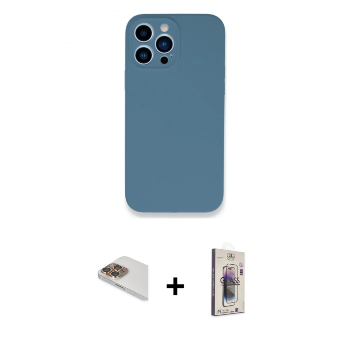 MARSİLYAN™- iPhone 13 Pro Max Kılıf Zirve Modern Özel Seri - Siyah Bilvis 3D Cam Ekran Koruyucu + Pers Alüminyum Kamera Lens - GD