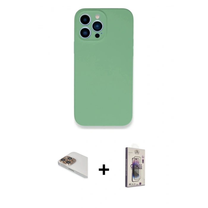 MARSİLYAN™- iPhone 13 Pro Max Kılıf Zirve Modern Özel Seri - Siyah Bilvis 3D Cam Ekran Koruyucu + Pers Alüminyum Kamera Lens - GD