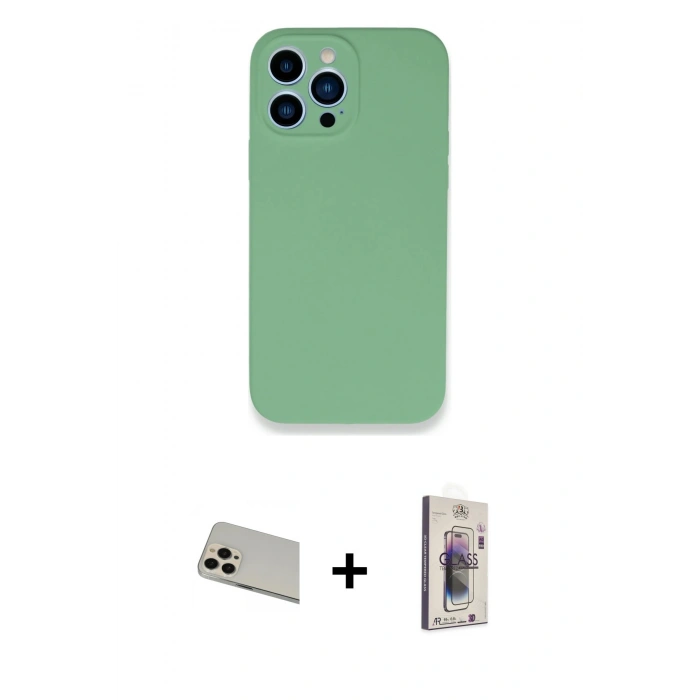 MARSİLYAN™- iPhone 13 Pro Max Kılıf Zirve Modern Özel Seri - Siyah Bilvis 3D Cam Ekran Koruyucu + Rainbow Kamera Lens Koruma Cam - REGD