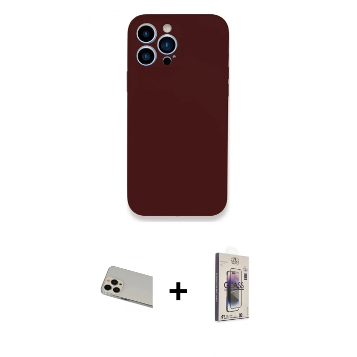 MARSİLYAN™- iPhone 13 Pro Max Kılıf Zirve Modern Özel Seri - Siyah Bilvis 3D Cam Ekran Koruyucu + Rainbow Kamera Lens Koruma Cam - REGD