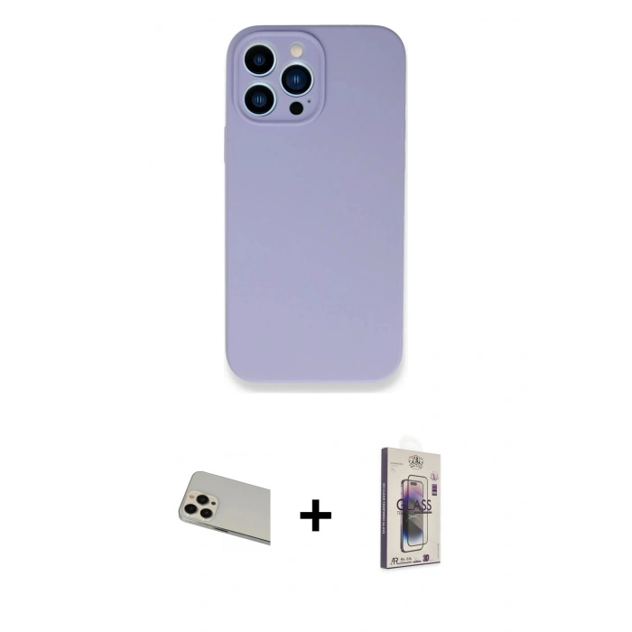 MARSİLYAN™- iPhone 13 Pro Max Kılıf Zirve Modern Özel Seri - Siyah Bilvis 3D Cam Ekran Koruyucu + Rainbow Kamera Lens Koruma Cam - REGD