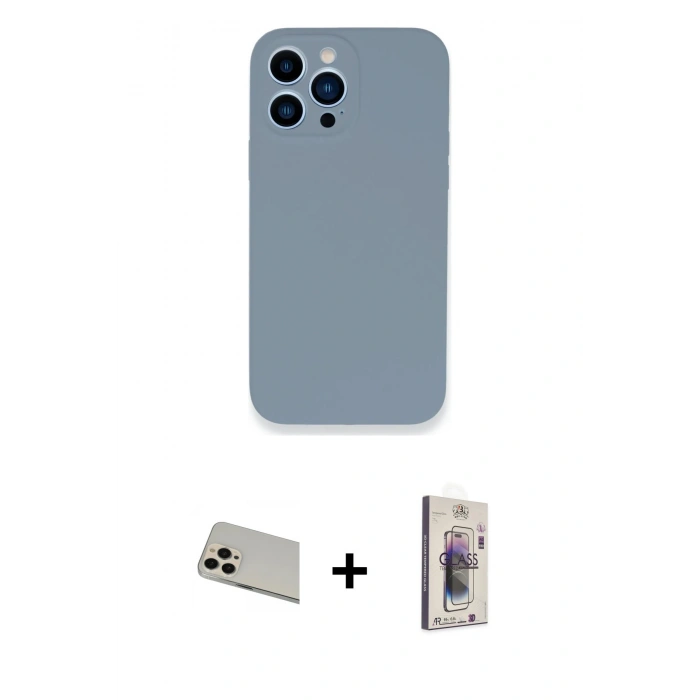 MARSİLYAN™- iPhone 13 Pro Max Kılıf Zirve Modern Özel Seri - Siyah Bilvis 3D Cam Ekran Koruyucu + Rainbow Kamera Lens Koruma Cam - REGD