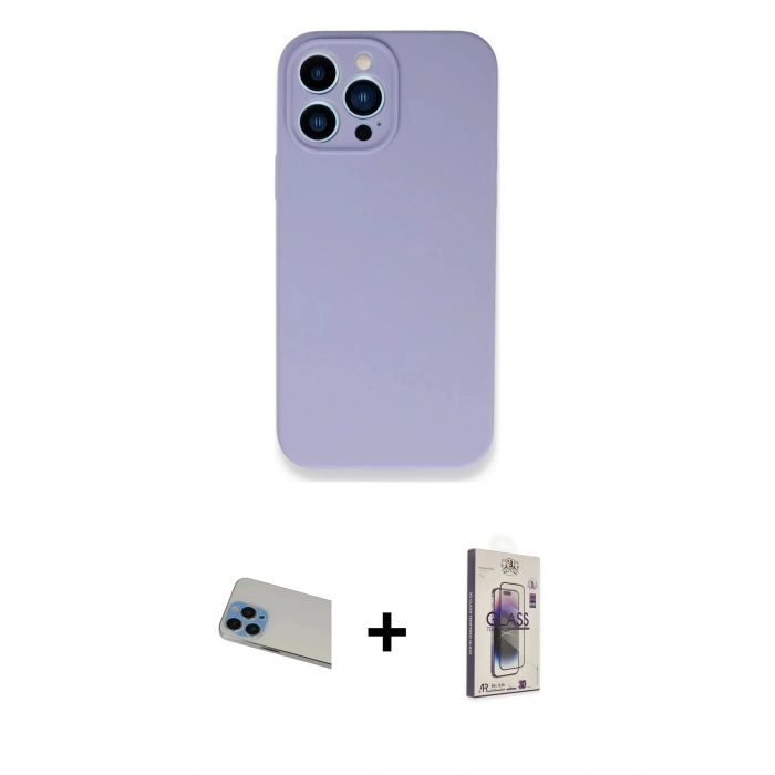 MARSİLYAN™- iPhone 13 Pro Max Kılıf Zirve Modern Özel Seri - Siyah Bilvis 3D Cam Ekran Koruyucu + Rainbow Kamera Lens Koruma Cam - MI