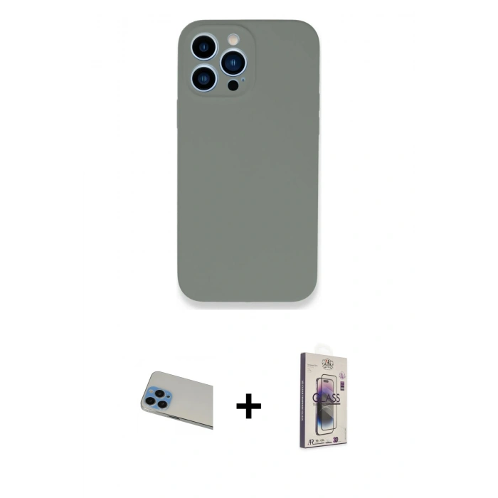 MARSİLYAN™- iPhone 13 Pro Max Kılıf Zirve Modern Özel Seri - Siyah Bilvis 3D Cam Ekran Koruyucu + Rainbow Kamera Lens Koruma Cam - MI