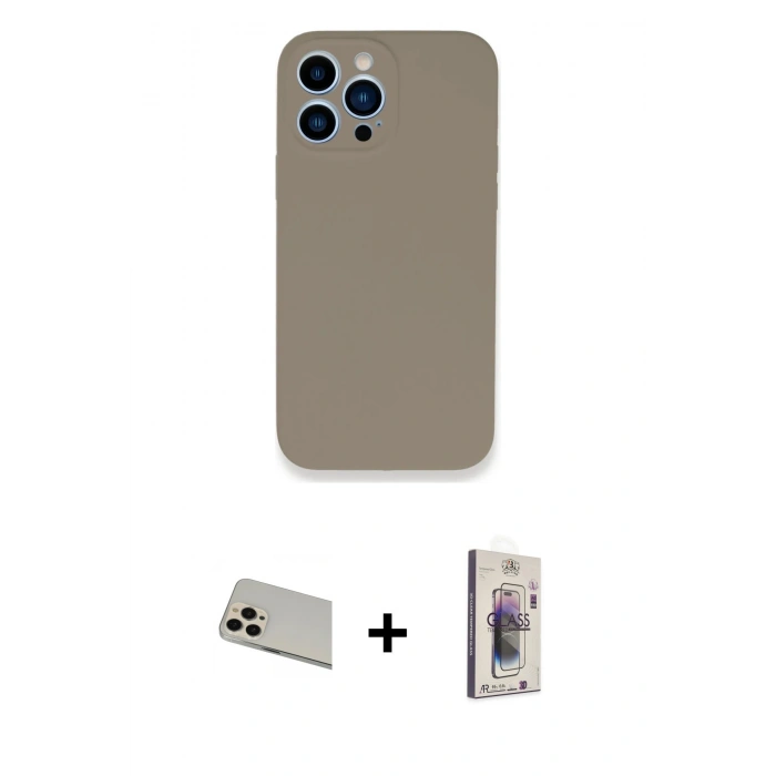 MARSİLYAN™- iPhone 13 Pro Max Kılıf Zirve Modern Özel Seri - Siyah Bilvis 3D Cam Ekran Koruyucu + Rainbow Kamera Lens Koruma Cam - REGD