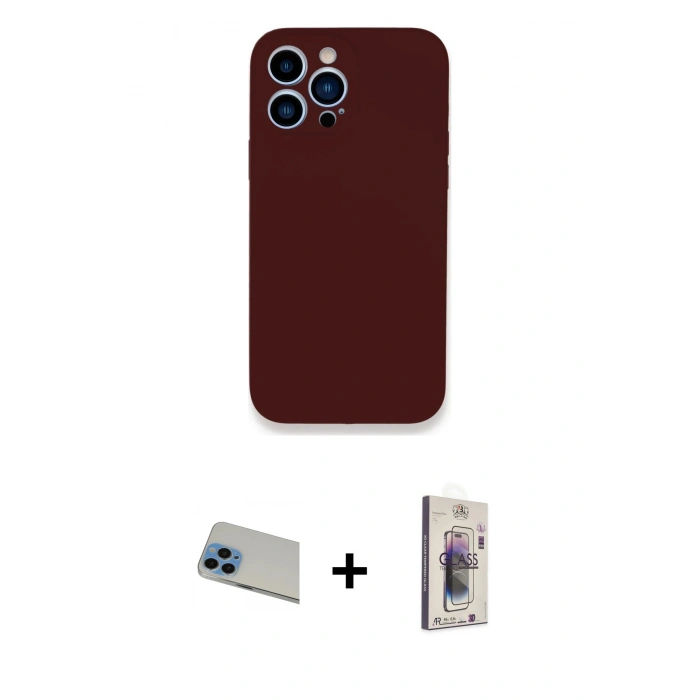 MARSİLYAN™- iPhone 13 Pro Max Kılıf Zirve Modern Özel Seri - Siyah Bilvis 3D Cam Ekran Koruyucu + Rainbow Kamera Lens Koruma Cam - MI
