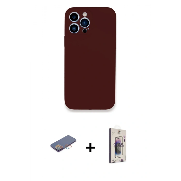 MARSİLYAN™- iPhone 13 Pro Max Kılıf Zirve Modern Özel Seri - Siyah Bilvis 3D Cam Ekran Koruyucu + Renkli Kamera Lens Koruma Cam - PE