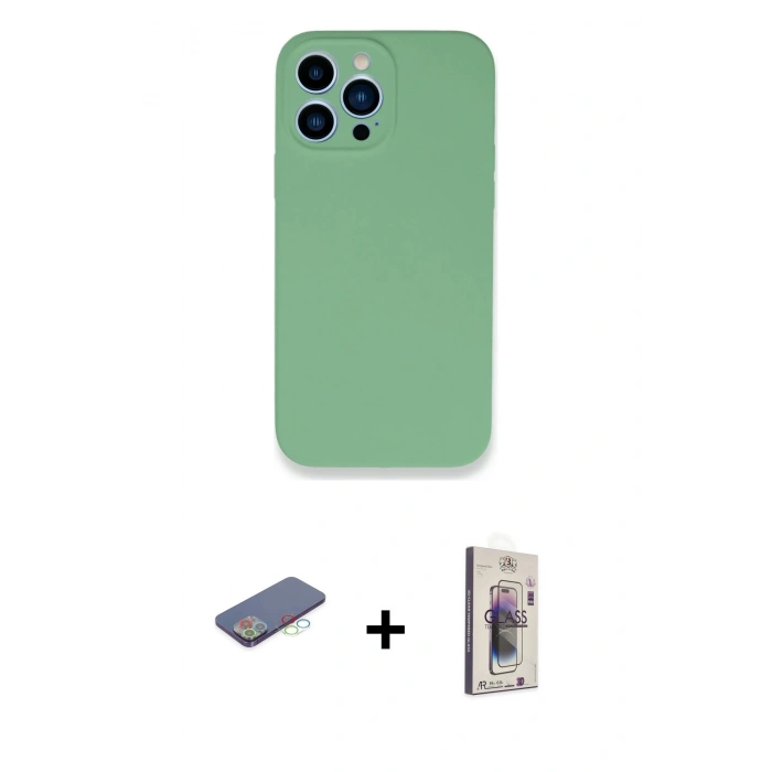MARSİLYAN™- iPhone 13 Pro Max Kılıf Zirve Modern Özel Seri - Siyah Bilvis 3D Cam Ekran Koruyucu + Renkli Kamera Lens Koruma Cam - MI