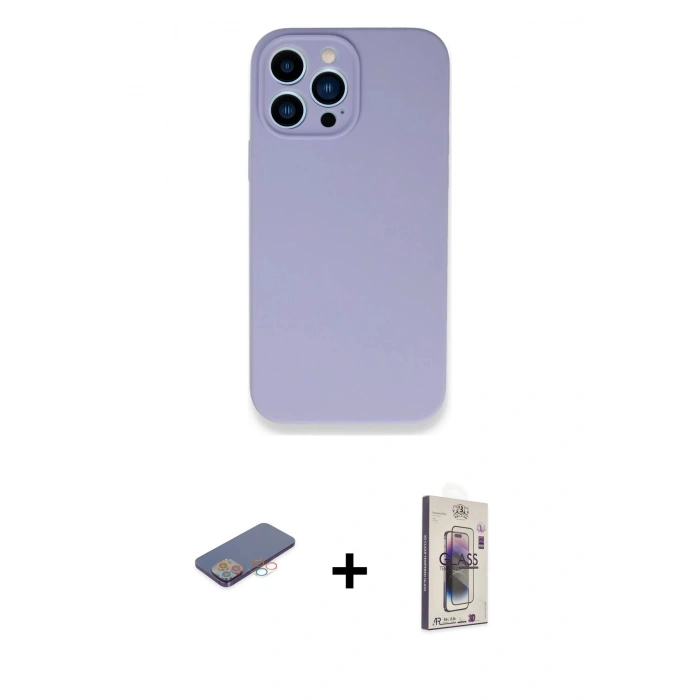 MARSİLYAN™- iPhone 13 Pro Max Kılıf Zirve Modern Özel Seri - Siyah Bilvis 3D Cam Ekran Koruyucu + Renkli Kamera Lens Koruma Cam - PE