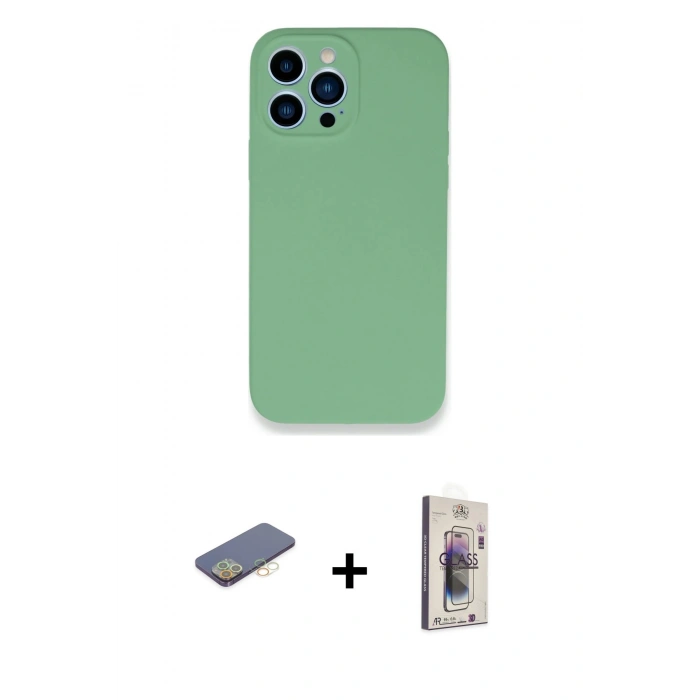 MARSİLYAN™- iPhone 13 Pro Max Kılıf Zirve Modern Özel Seri - Siyah Bilvis 3D Cam Ekran Koruyucu + Renkli Kamera Lens Koruma Cam - SI