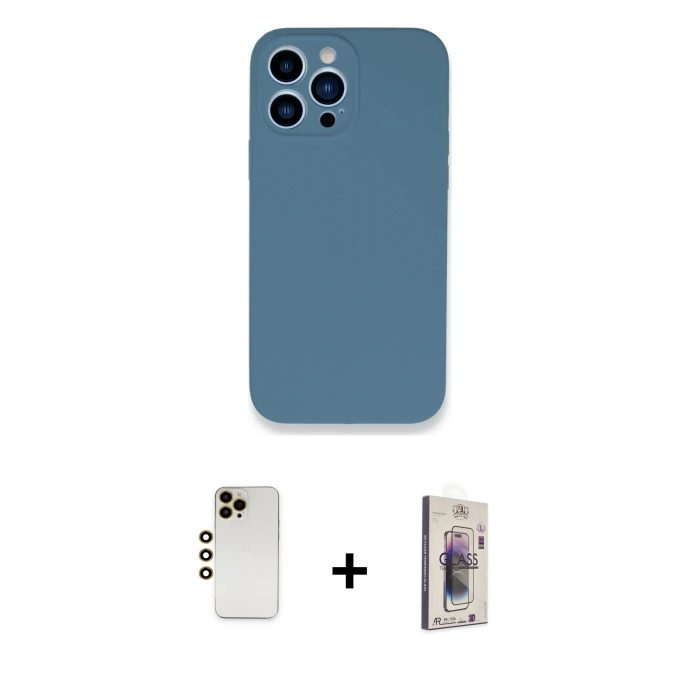 MARSİLYAN™- iPhone 13 Pro Max Kılıf Zirve Modern Özel Seri - Siyah Bilvis 3D Cam Ekran Koruyucu + Shine Kamera Lens - GD