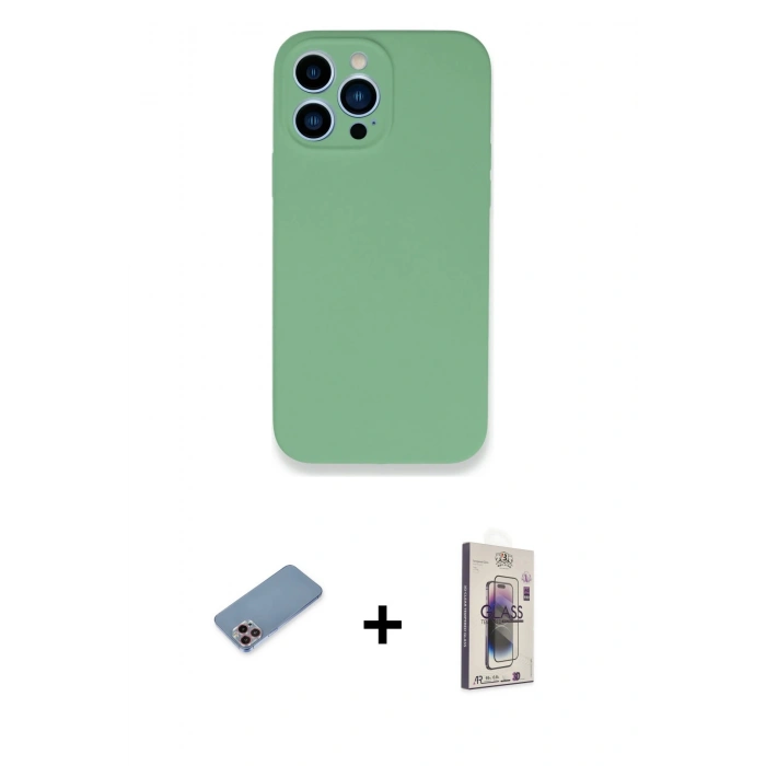 MARSİLYAN™- iPhone 13 Pro Max Kılıf Zirve Modern Özel Seri - Siyah Bilvis 3D Cam Ekran Koruyucu + Shine Kamera Lens Koruma Cam - PE