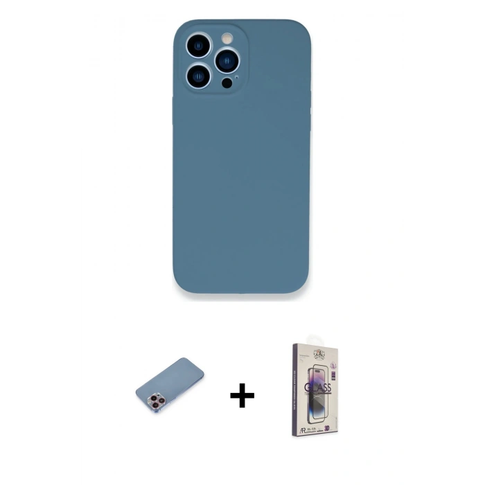 MARSİLYAN™- iPhone 13 Pro Max Kılıf Zirve Modern Özel Seri - Siyah Bilvis 3D Cam Ekran Koruyucu + Shine Kamera Lens Koruma Cam - PE