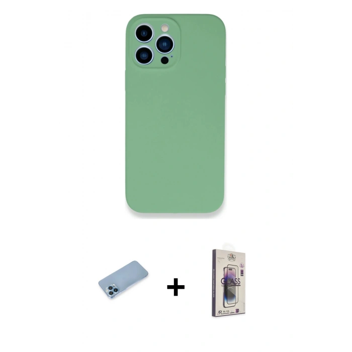MARSİLYAN™- iPhone 13 Pro Max Kılıf Zirve Modern Özel Seri - Siyah Bilvis 3D Cam Ekran Koruyucu + Shine Kamera Lens Koruma Cam - MI