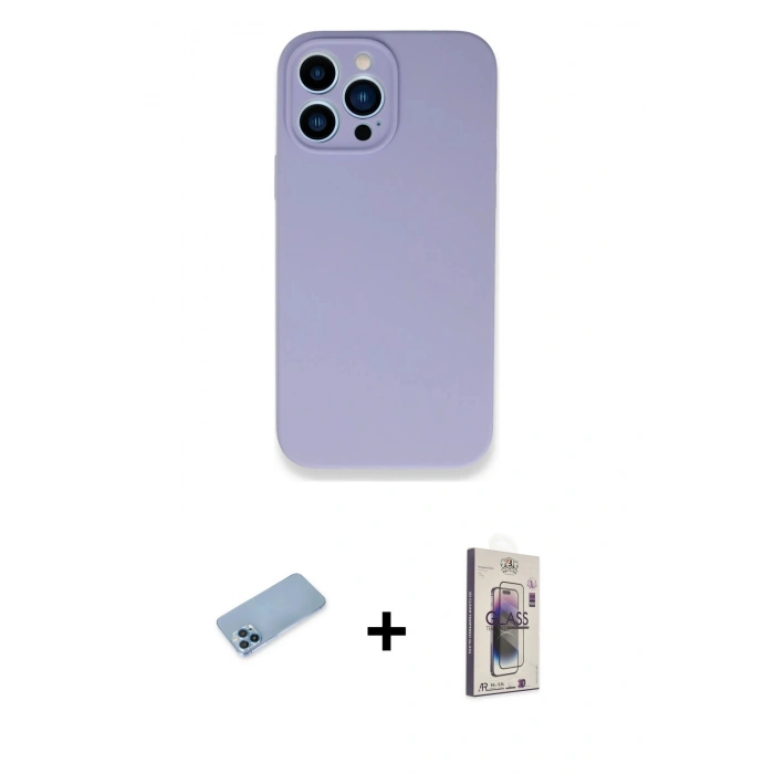 MARSİLYAN™- iPhone 13 Pro Max Kılıf Zirve Modern Özel Seri - Siyah Bilvis 3D Cam Ekran Koruyucu + Shine Kamera Lens Koruma Cam - MI