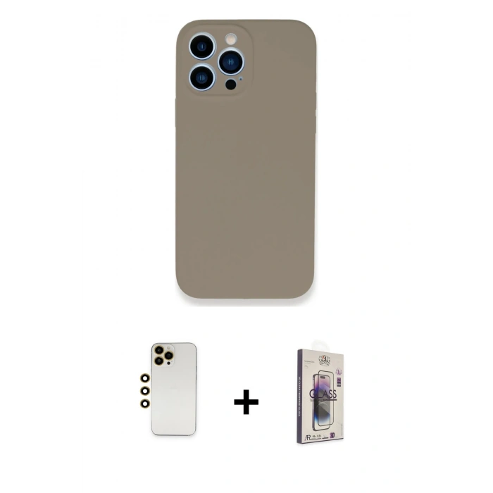 MARSİLYAN™- iPhone 13 Pro Max Kılıf Zirve Modern Özel Seri - Siyah Bilvis 3D Cam Ekran Koruyucu + Shine Kamera Lens - GD