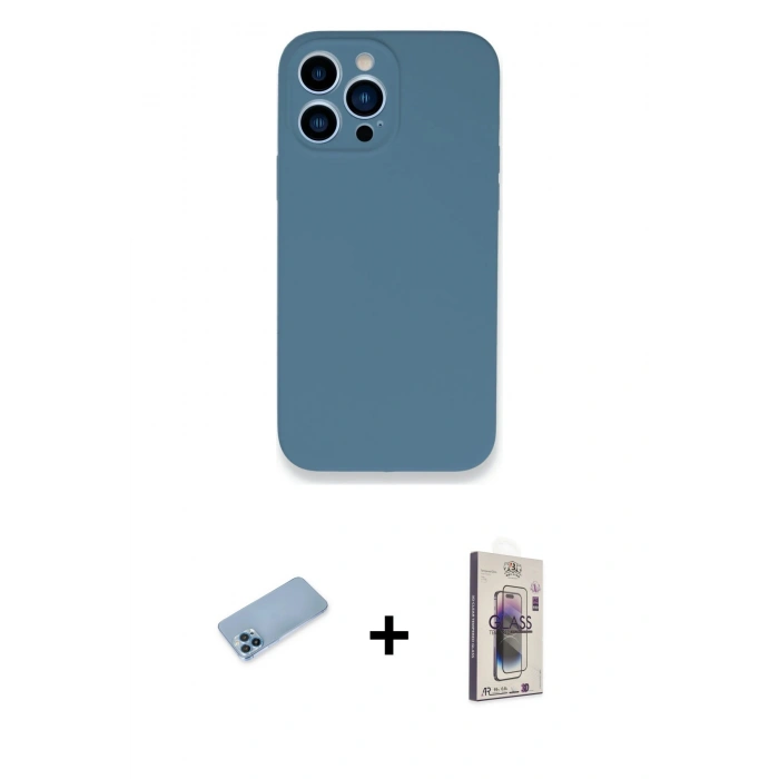 MARSİLYAN™- iPhone 13 Pro Max Kılıf Zirve Modern Özel Seri - Siyah Bilvis 3D Cam Ekran Koruyucu + Shine Kamera Lens Koruma Cam - MI