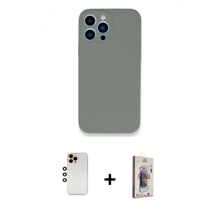 MARSİLYAN™- iPhone 13 Pro Max Kılıf Zirve Modern Özel Seri - Siyah Bilvis 3D Cam Ekran Koruyucu + Shine Kamera Lens - GD