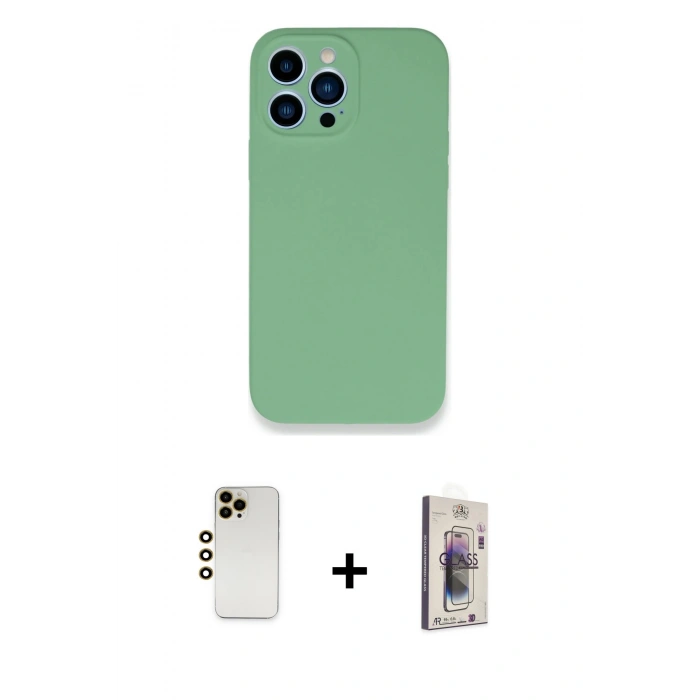 MARSİLYAN™- iPhone 13 Pro Max Kılıf Zirve Modern Özel Seri - Siyah Bilvis 3D Cam Ekran Koruyucu + Shine Kamera Lens - GD