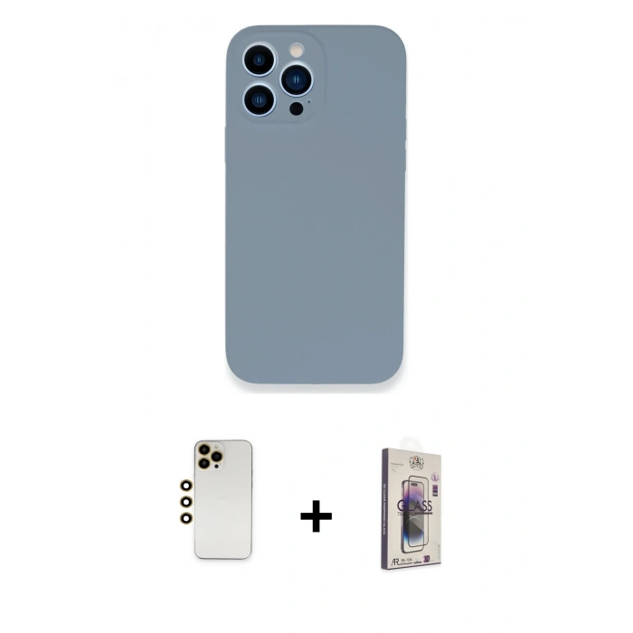 MARSİLYAN™- iPhone 13 Pro Max Kılıf Zirve Modern Özel Seri - Siyah Bilvis 3D Cam Ekran Koruyucu + Shine Kamera Lens - GD