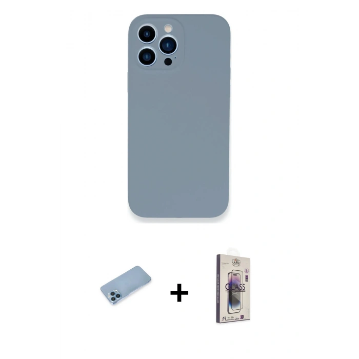 MARSİLYAN™- iPhone 13 Pro Max Kılıf Zirve Modern Özel Seri - Siyah Bilvis 3D Cam Ekran Koruyucu + Shine Kamera Lens Koruma Cam - MI
