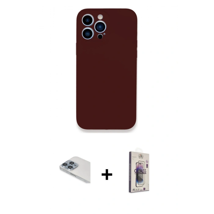 MARSİLYAN™- iPhone 13 Pro Max Kılıf Zirve Modern Özel Seri - Siyah Bilvis 3D Cam Ekran Koruyucu + Sierra Blue Pers Alüminyum Kamera Lens