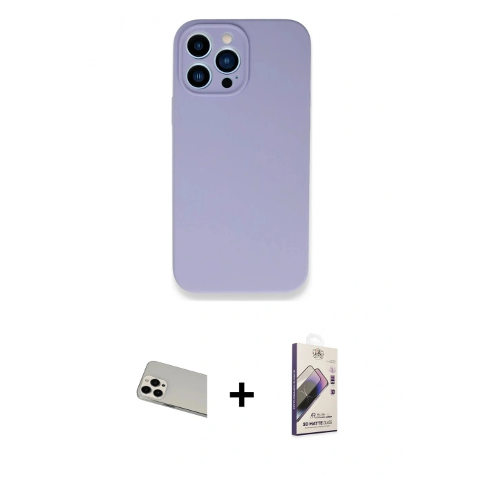 MARSİLYAN™- iPhone 13 Pro Max Kılıf Zirve Modern Özel Seri - Siyah Bilvis 3D Mat Cam Ekran Koruyucu + Rainbow Kamera Lens Koruma Cam - BZ