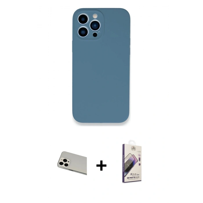 MARSİLYAN™- iPhone 13 Pro Max Kılıf Zirve Modern Özel Seri - Siyah Bilvis 3D Mat Cam Ekran Koruyucu + Rainbow Kamera Lens Koruma Cam - BZ