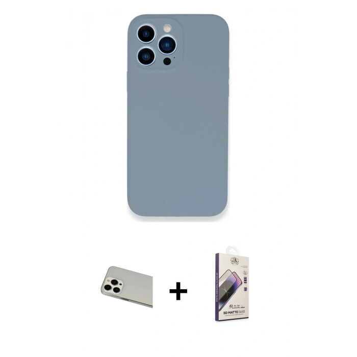 MARSİLYAN™- iPhone 13 Pro Max Kılıf Zirve Modern Özel Seri - Siyah Bilvis 3D Mat Cam Ekran Koruyucu + Rainbow Kamera Lens Koruma Cam - BZ
