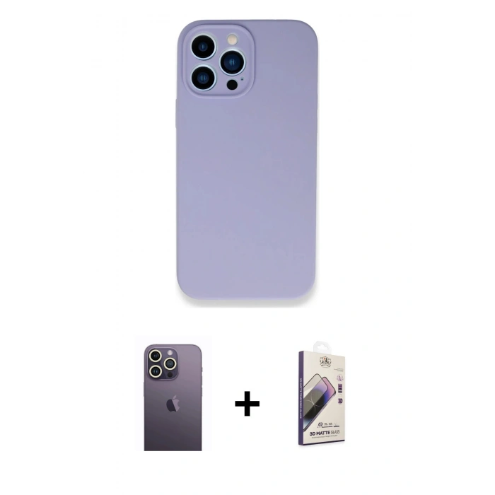 MARSİLYAN™- iPhone 13 Pro Max Kılıf Zirve Modern Özel Seri - Siyah Bilvis 3D Mat Cam Ekran Koruyucu + Neon Fosforlu Kamera Lens - BZ